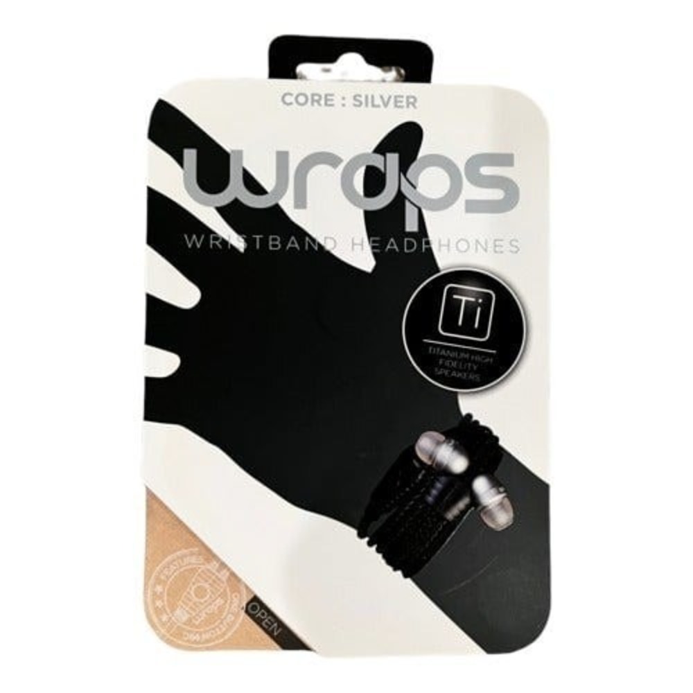 WRAPS Core Wristband Bracelet In-Ear Headphones with‎ Mic Silver